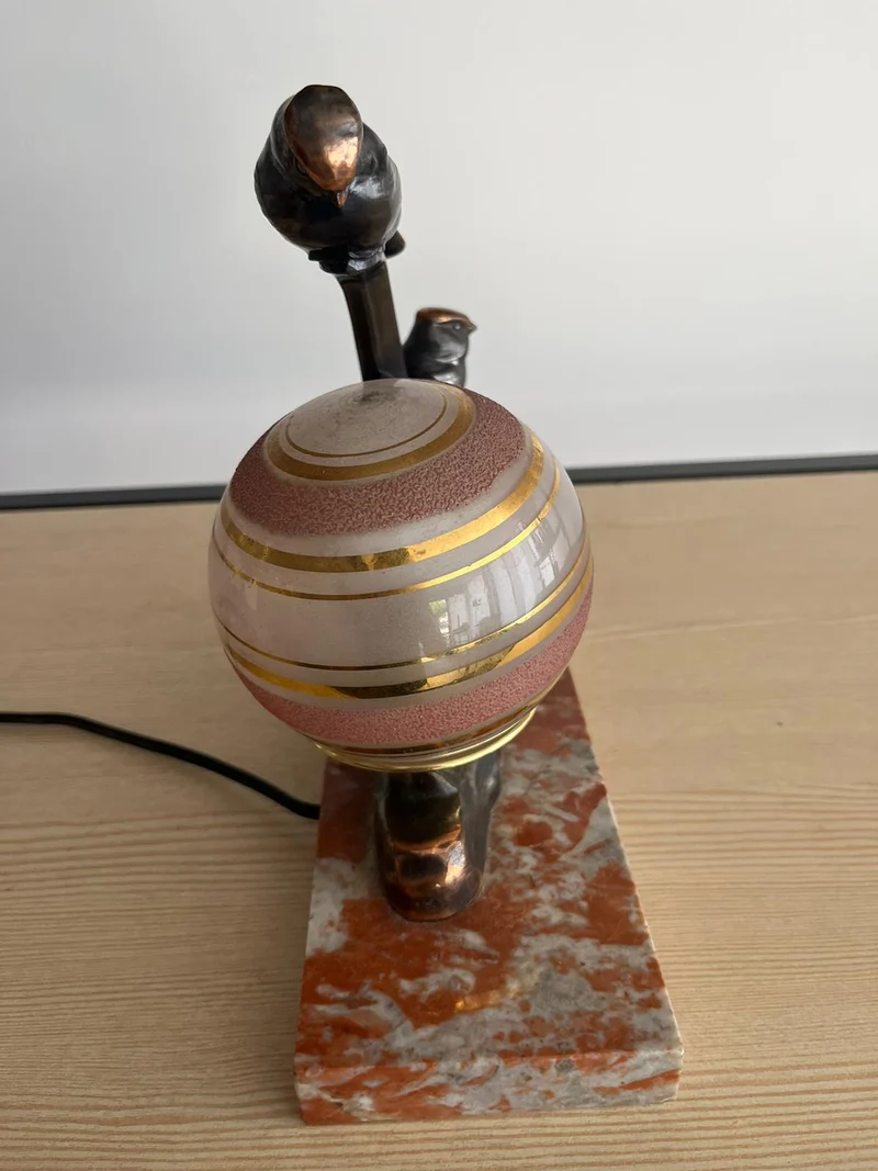 Lampe veilleuse vintage plateau marbre