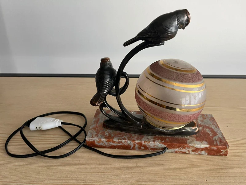 Lampe veilleuse vintage plateau marbre