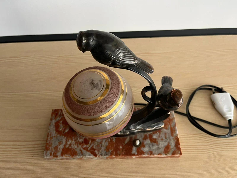 Lampe veilleuse vintage plateau marbre