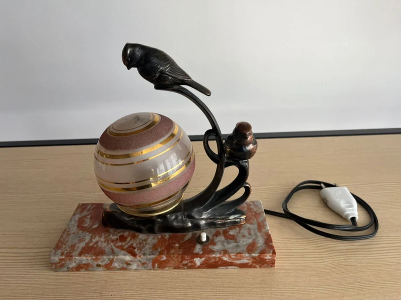 Lampe veilleuse vintage plateau marbre