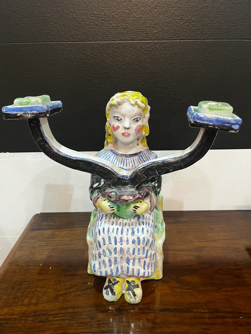 Bougeoirs vintage en faïence signé Suill Paris