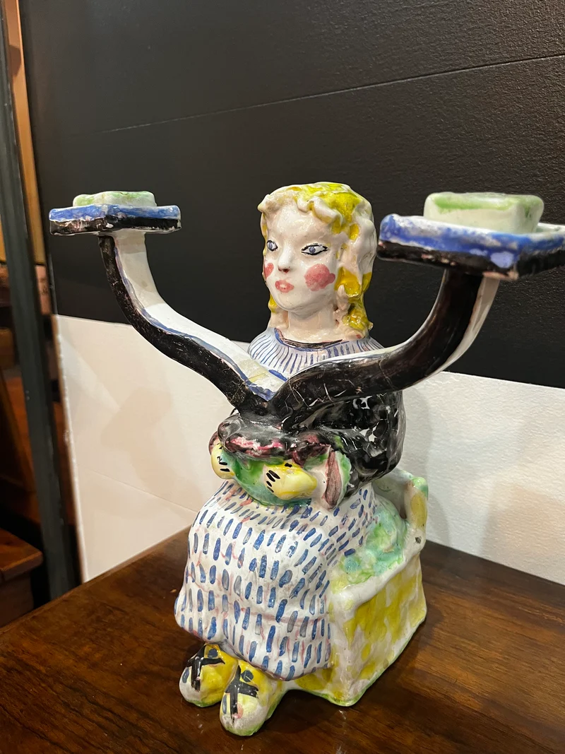 Bougeoirs vintage en faïence signé Suill Paris