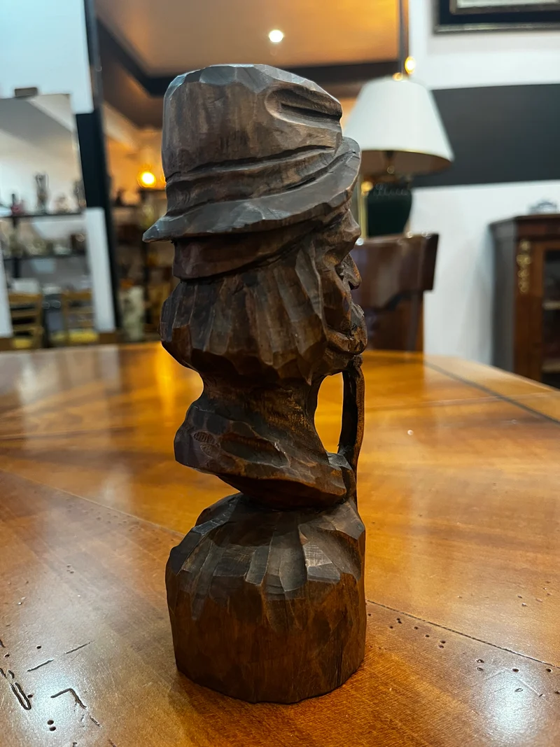 Sculpture tête en bois signé Villalba
