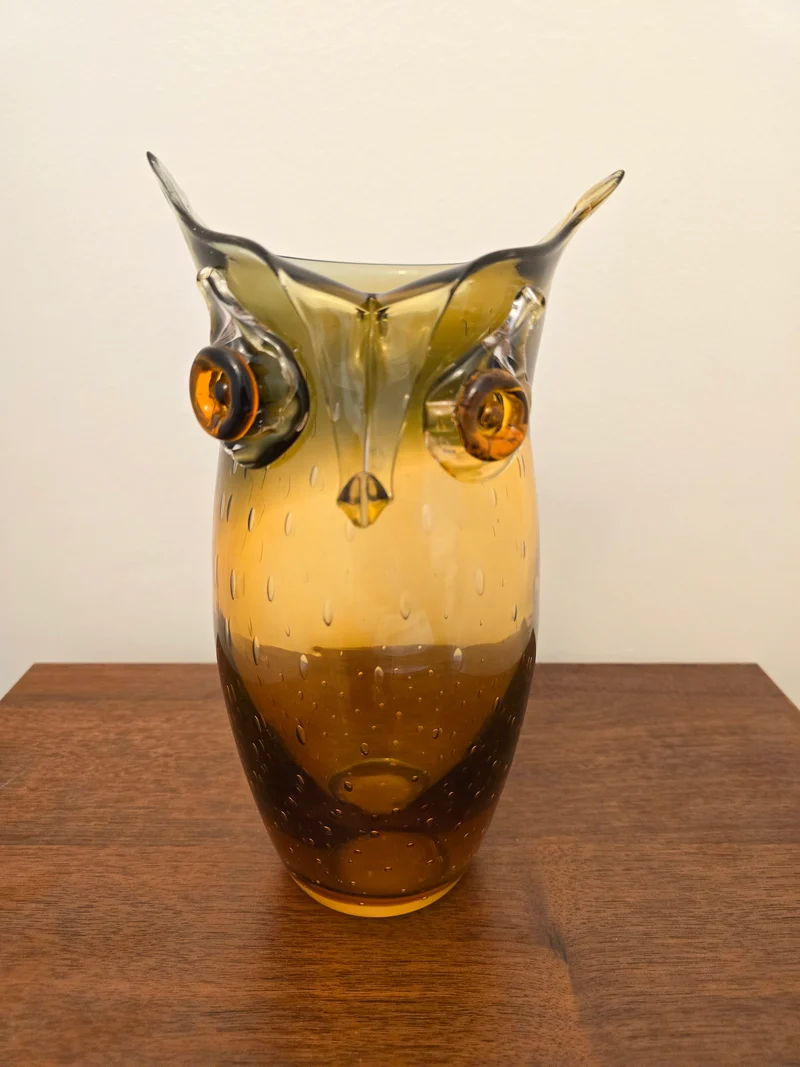 Vase pâte de verre chouette
