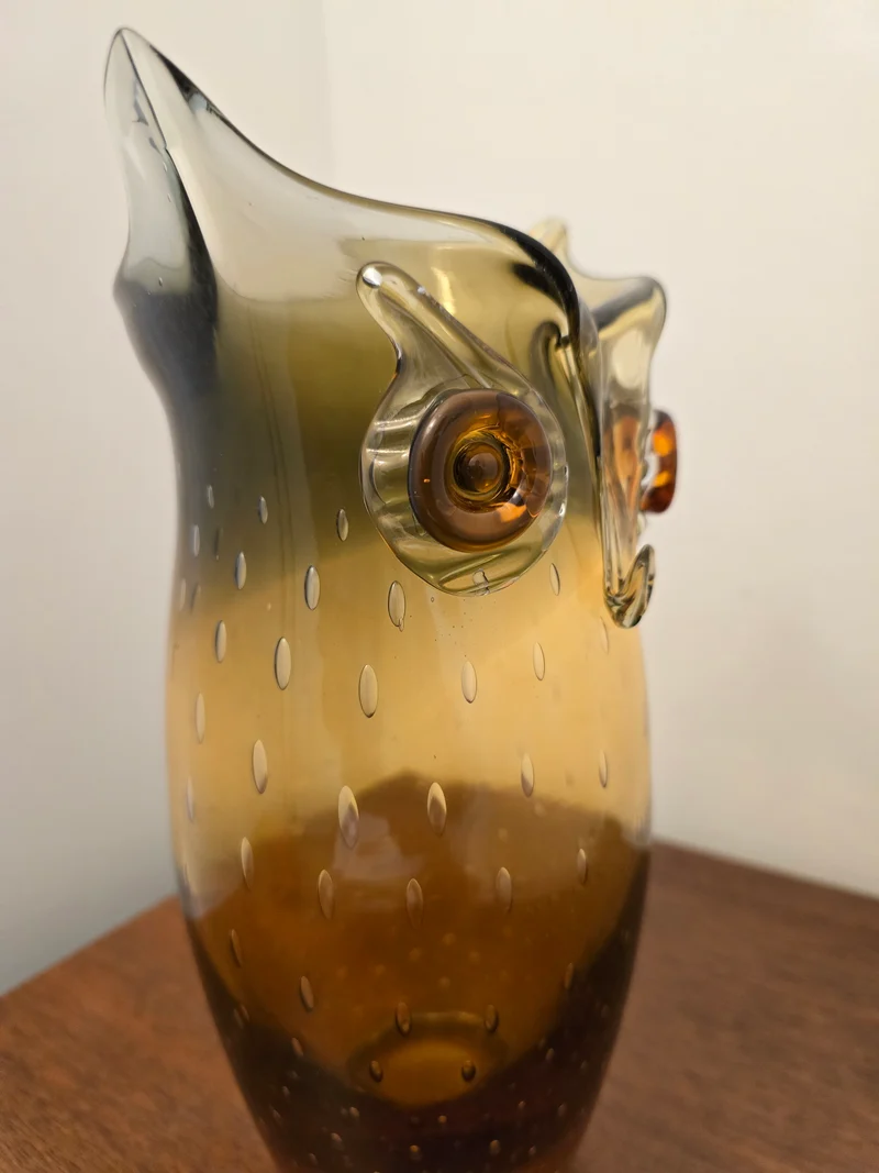 Vase pâte de verre chouette