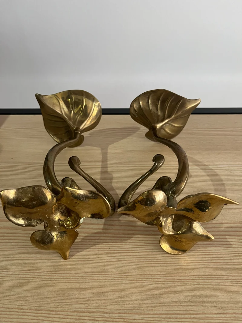 Lot 2 bougeoirs en bronze