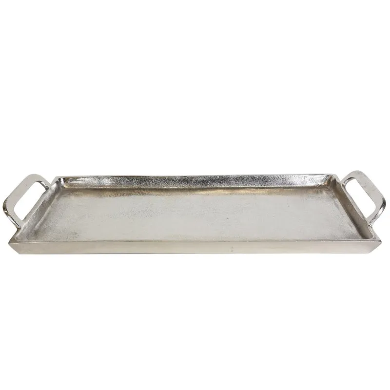 Plateau argenté en fonte d'aluminium Messina avec poignée