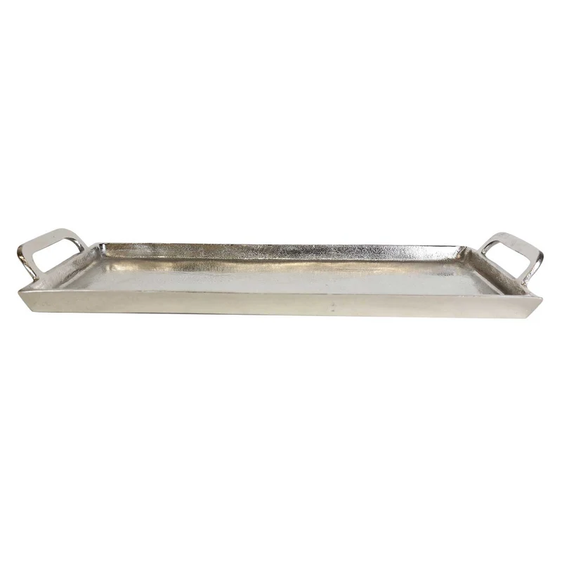 Plateau argenté en fonte d'aluminium Messina avec poignée