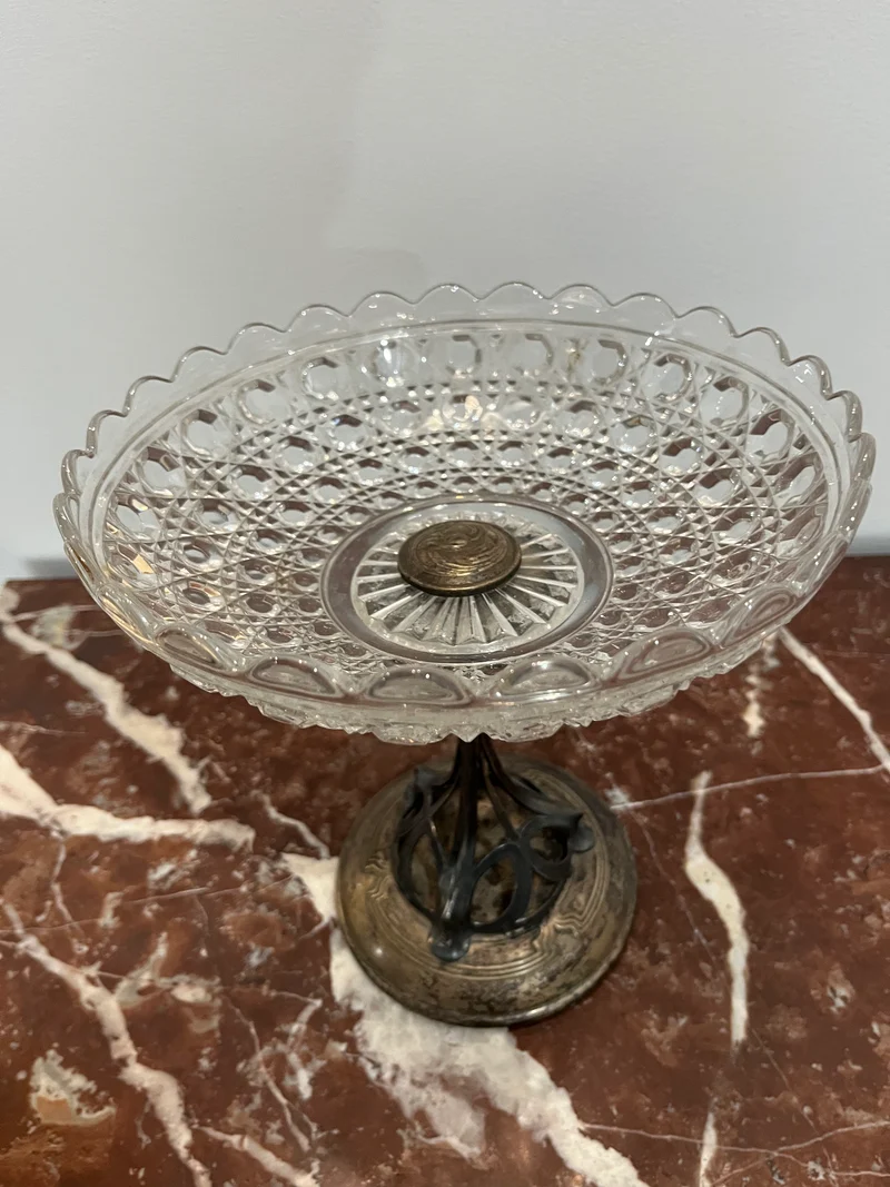 Coupelle cristal métal argenté