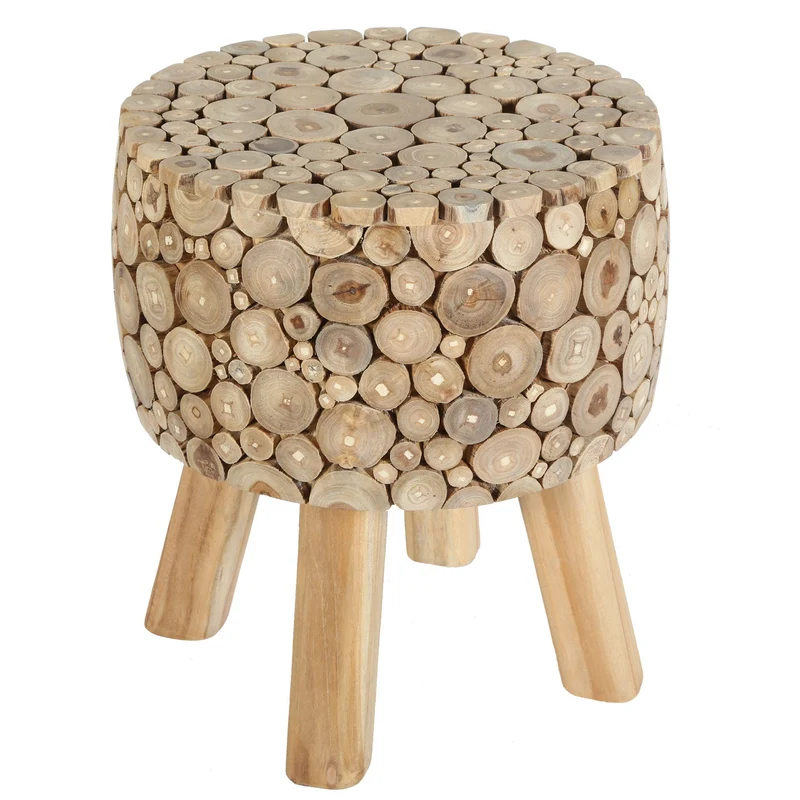 Tabouret en bois de teck Samira