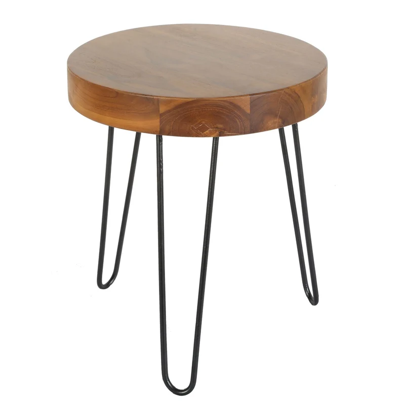 Table d'appoint Ella en teck avec pieds en épingle à cheveux