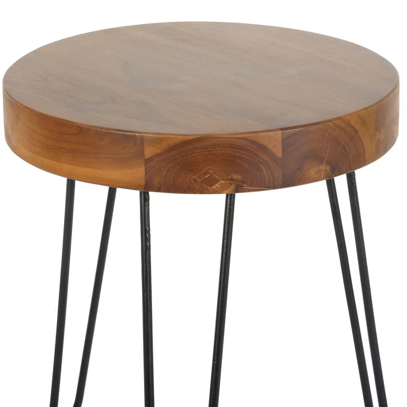 Table d'appoint Ella en teck avec pieds en épingle à cheveux