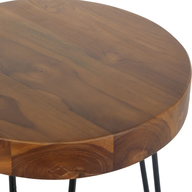 Table d'appoint Ella en teck avec pieds en épingle à cheveux
