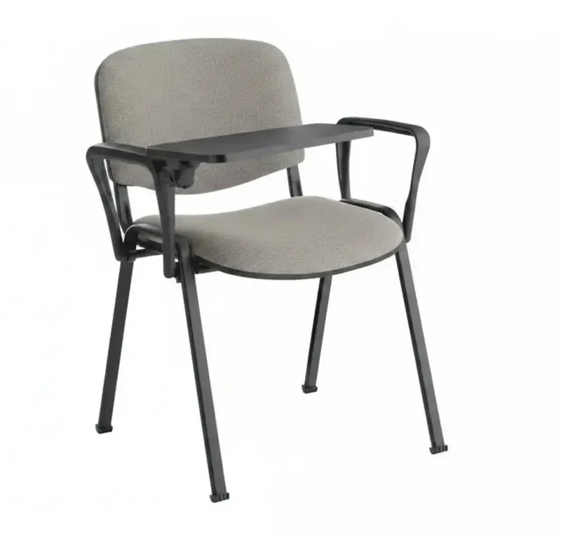 Chaise tissu Iso avec tablette écritoire et accoudoirs