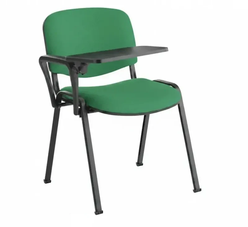 Chaise tissu Iso avec tablette écritoire et accoudoirs