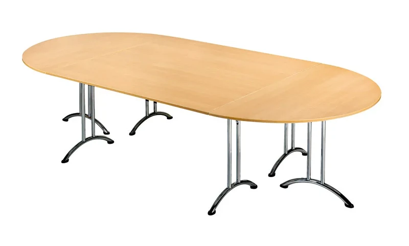 Table pliante mélaminée pieds courbés chromés