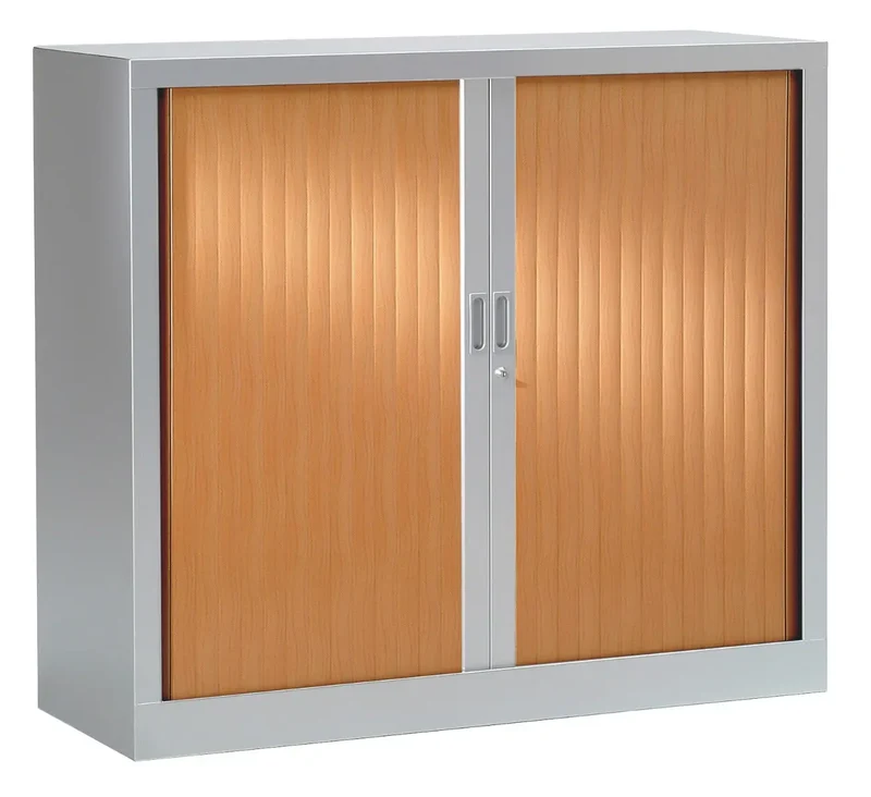 Armoire basse à rideaux bois 1.00 x 1.20 m