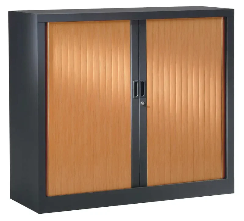 Armoire basse à rideaux bois 1.00 x 1.20 m