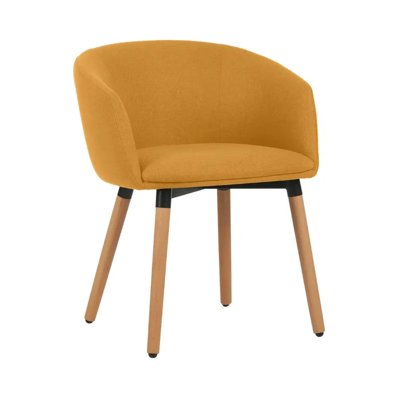 Fauteuil ARCO en tissu et pieds bois