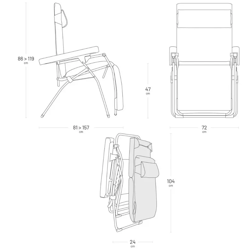 Fauteuil Relax matelassé Zéro Gravité - Lafuma Gamme Oxygène