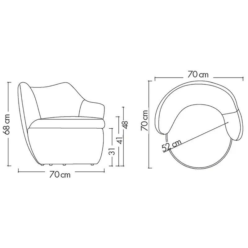 Fauteuil tissu KURLY 1 place