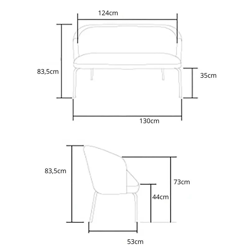 Banquette canapé ARCO en tissu