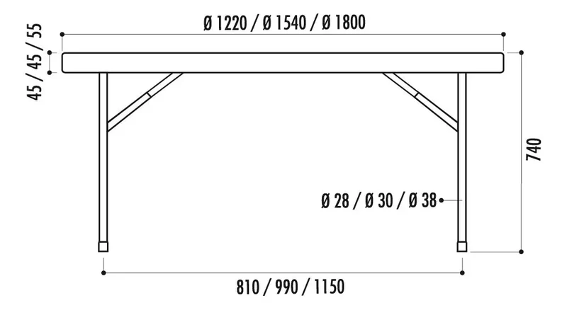 Table polypro ronde 122 cm