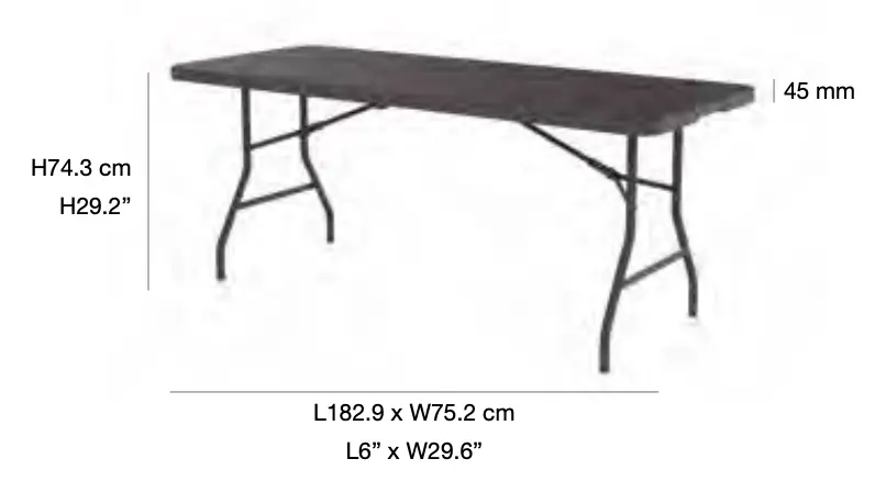 Table pliante plastique valise 182 x 75 cm "Classic Collection"