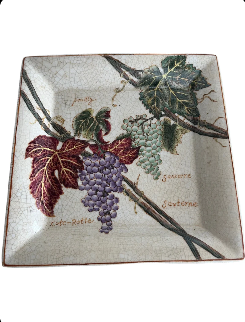 Plateau vide poche vigneron en porcelaine craquelée
