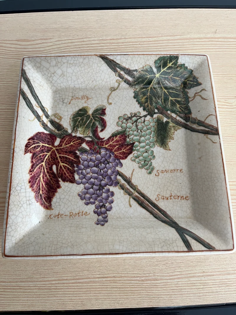 Plateau vide poche vigneron en porcelaine craquelée
