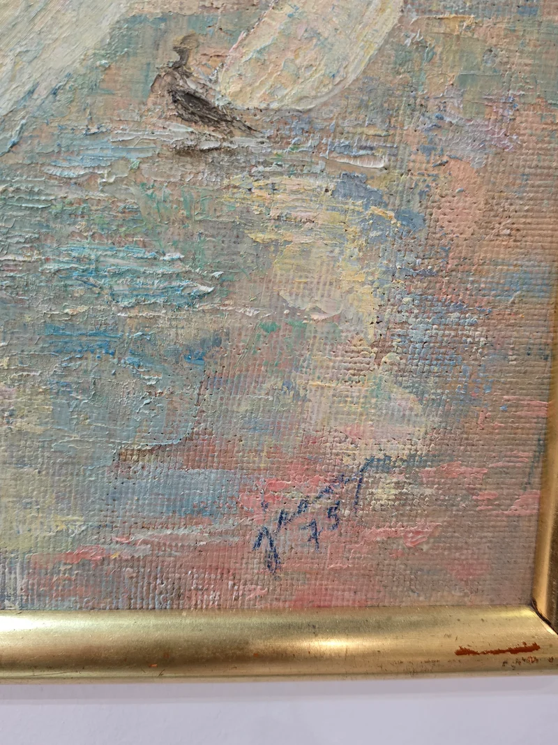 Marine Impressionniste – Voiliers sur l’Eau – Peinture Ancienne