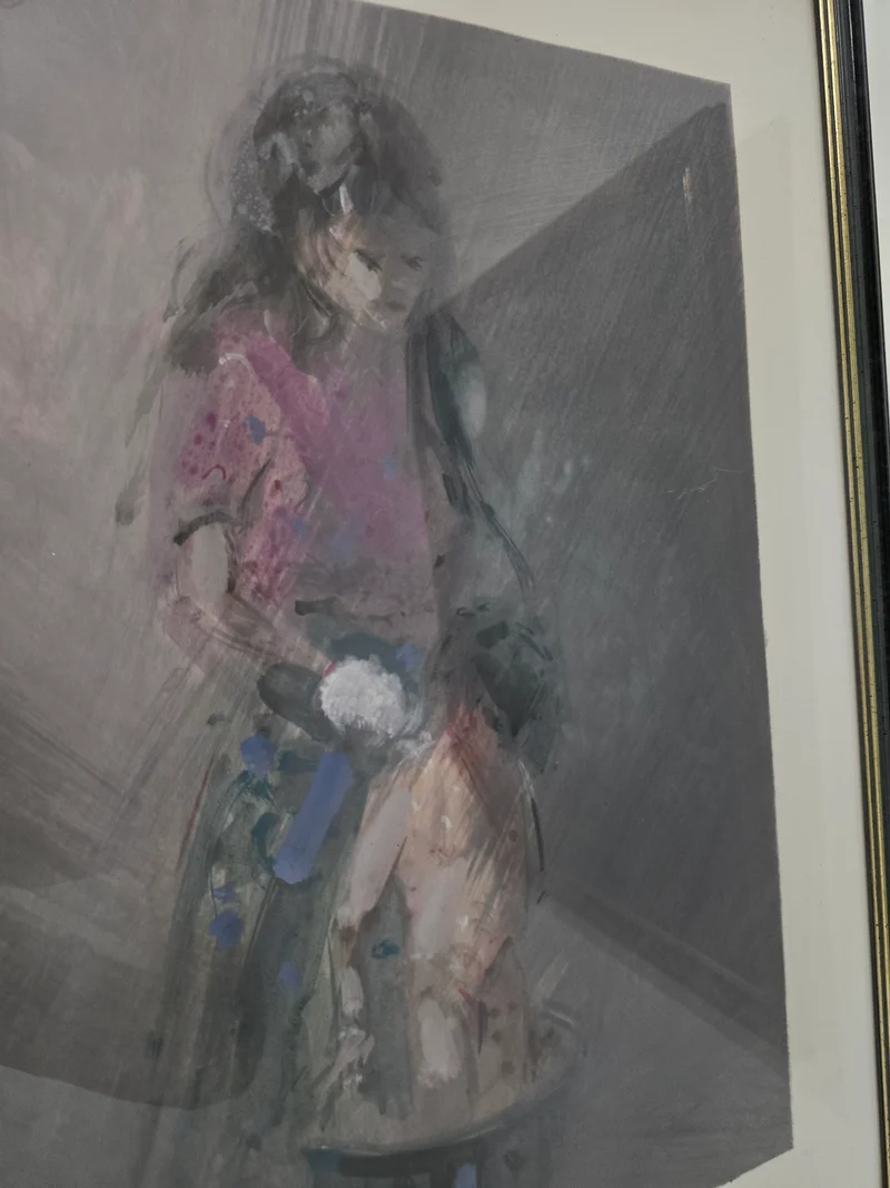 Tableau femme lavant son enfant