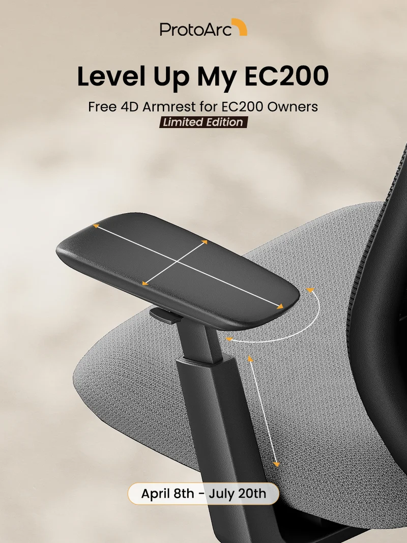 4D Armrest Set for EC200 and EC300 Ergonomic Chair Upgrade