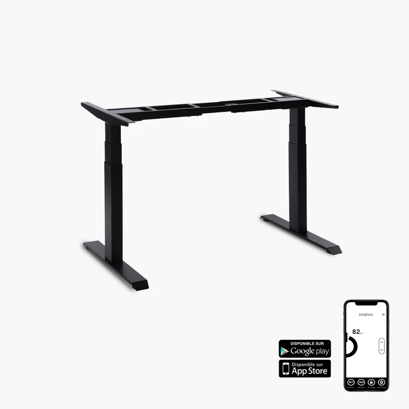 Bureau Assis Debout électrique iDesk Nero - Plateau Bois clair 120x80