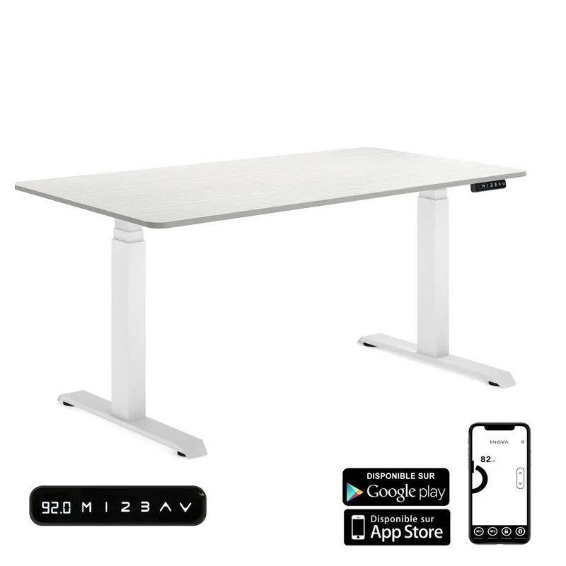 Bureau Assis Debout électrique iDesk Grigio - Plateau Bois Clair 120x80
