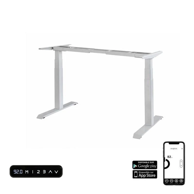 Bureau Assis Debout électrique iDesk Grigio - Plateau Silver White 120x80