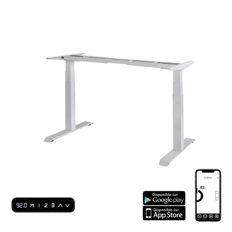 Bureau Assis Debout électrique iDesk Grigio - Plateau Noir 140x80