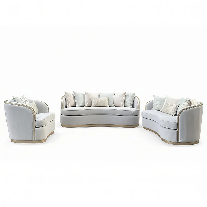 FRANCESCA™ – CURVED MODERN VELVET SOFA SET – L2025