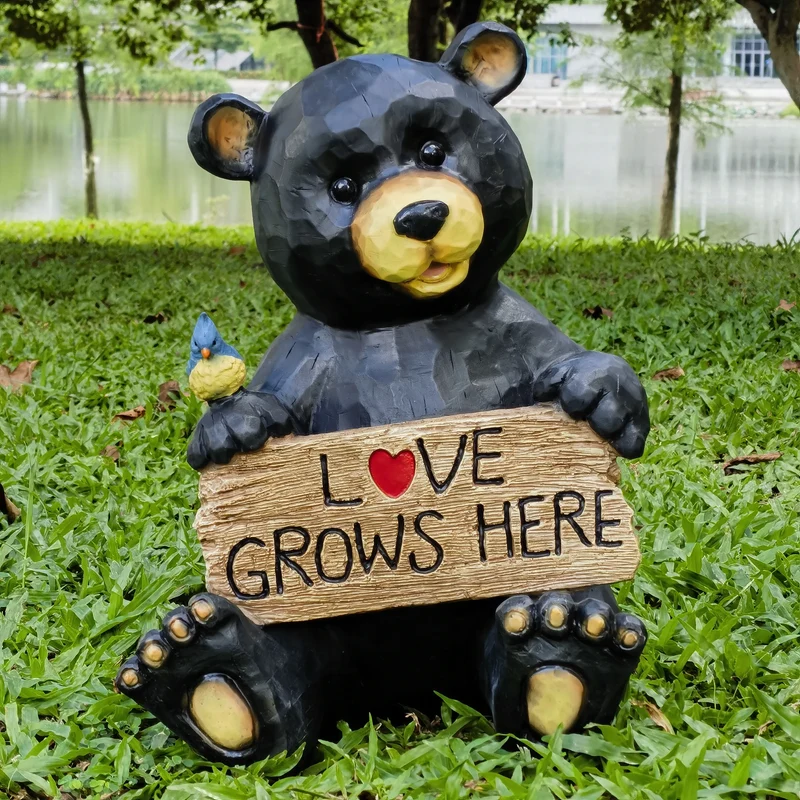 SITTING BEAR™ – LOVE GROWS HERE GARDEN DECOR – 75619-T