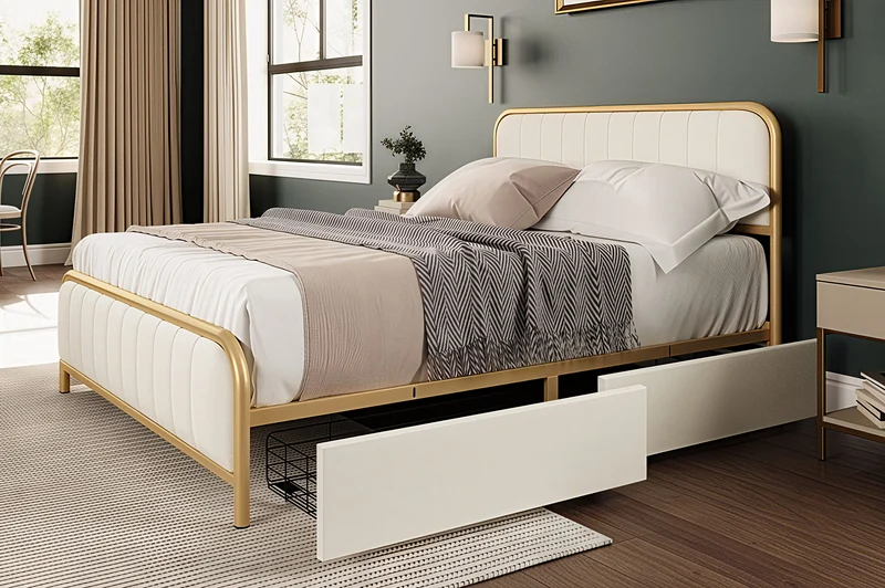 AUREX™ – LUXURY VELVET STORAGE PLATFORM BED – T2334