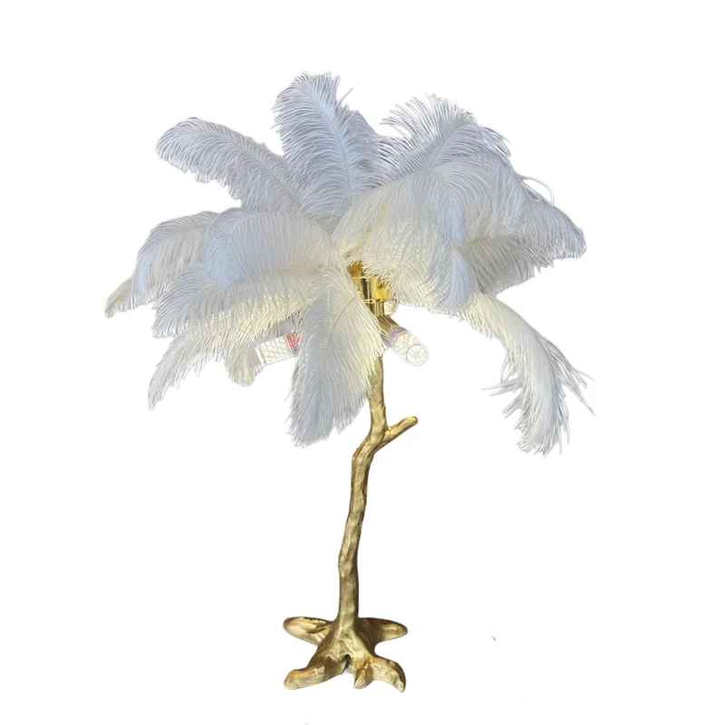Golden Palm Feather Table Lamp