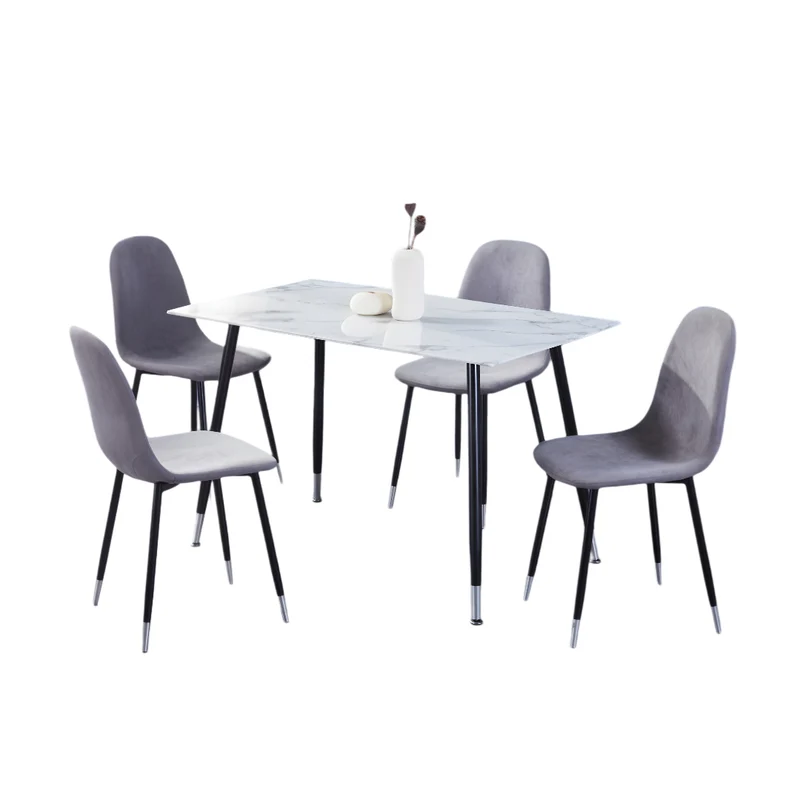 Modern White Marble Glass Dining Set – Model T-1580
