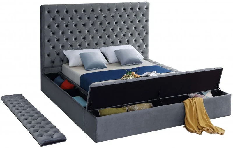 Velvet Fabric Storage Bed IF-5792