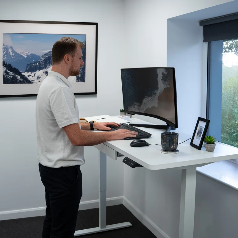 Bureau Assis-Debout Électrique Avec Tiroir (160 x 60 cm)