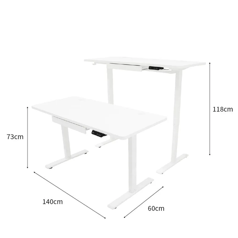 Bureau Assis-Debout Électrique Avec Tiroir (140 x 60 cm)