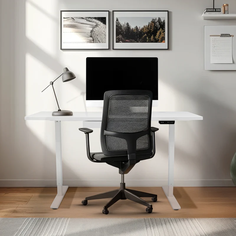 Bureau Assis-Debout Électrique Avec Tiroir (140 x 60 cm)