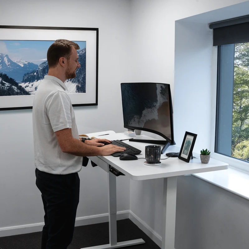 Bureau Assis-Debout Électrique Avec Tiroir (140 x 60 cm)