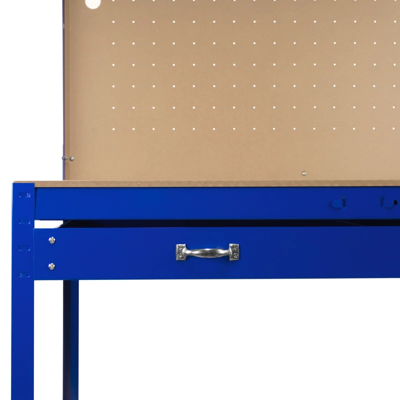 Établi de Travail 120 cm à Tiroir & LED Blanc Froid en Acier Bleu