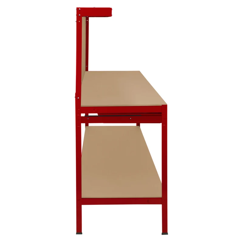 Établi de Travail 120 cm à Tiroir & LED Blanc Froid en Acier Rouge
