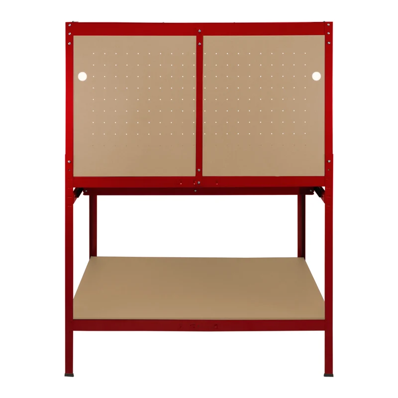 Établi de Travail 120 cm à Tiroir & LED Blanc Froid en Acier Rouge
